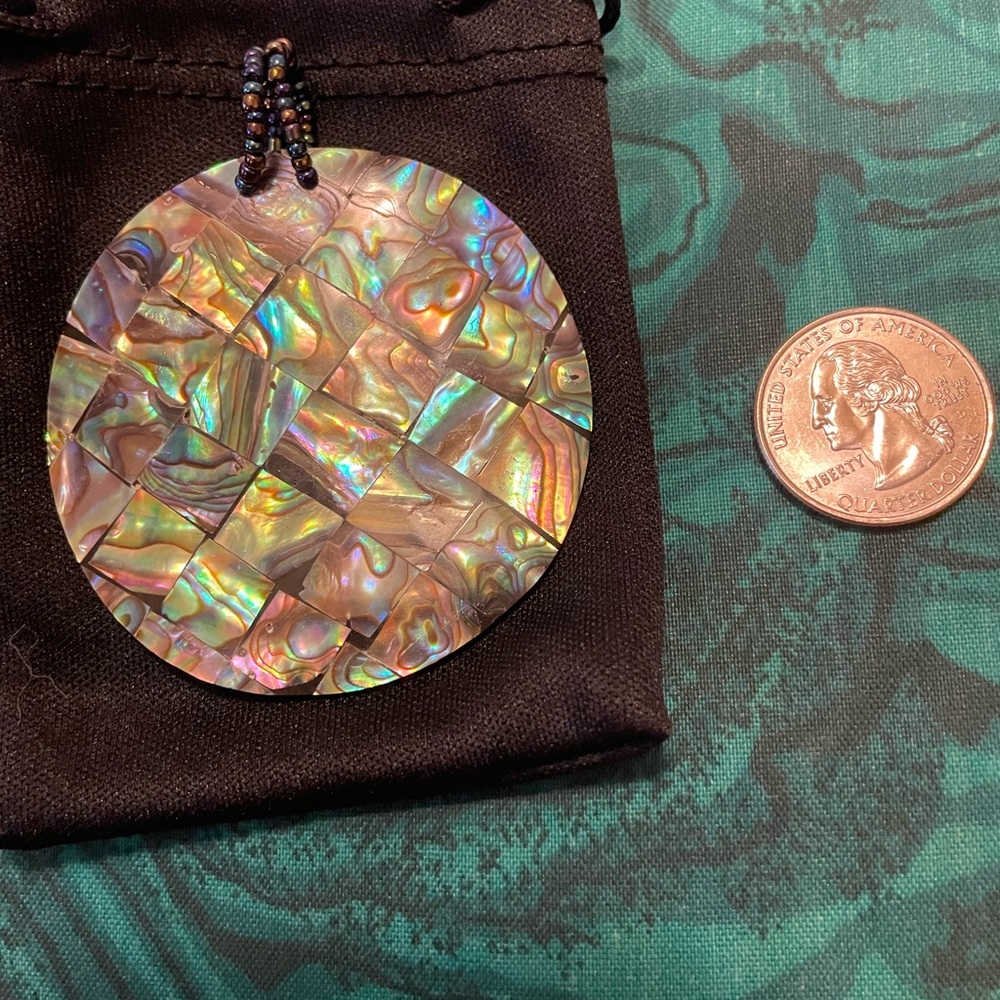 Mosaic Of Abalone Shell Pendant. Unique, Irridesc… - image 1